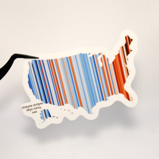 Colorful striped map of the United States on a white background