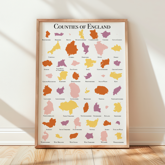 Counties of England A4 Art Print