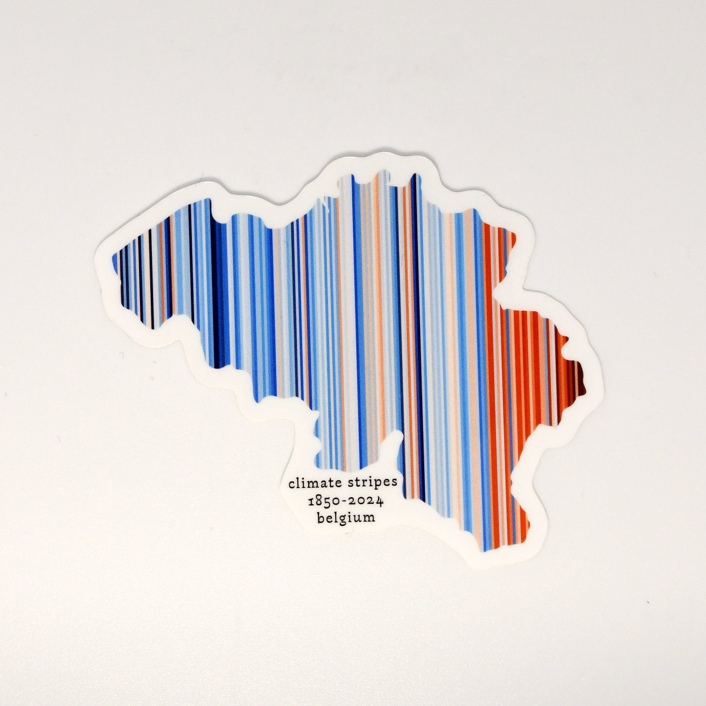 Outline of Belgium with colourful stripes and text on a white background