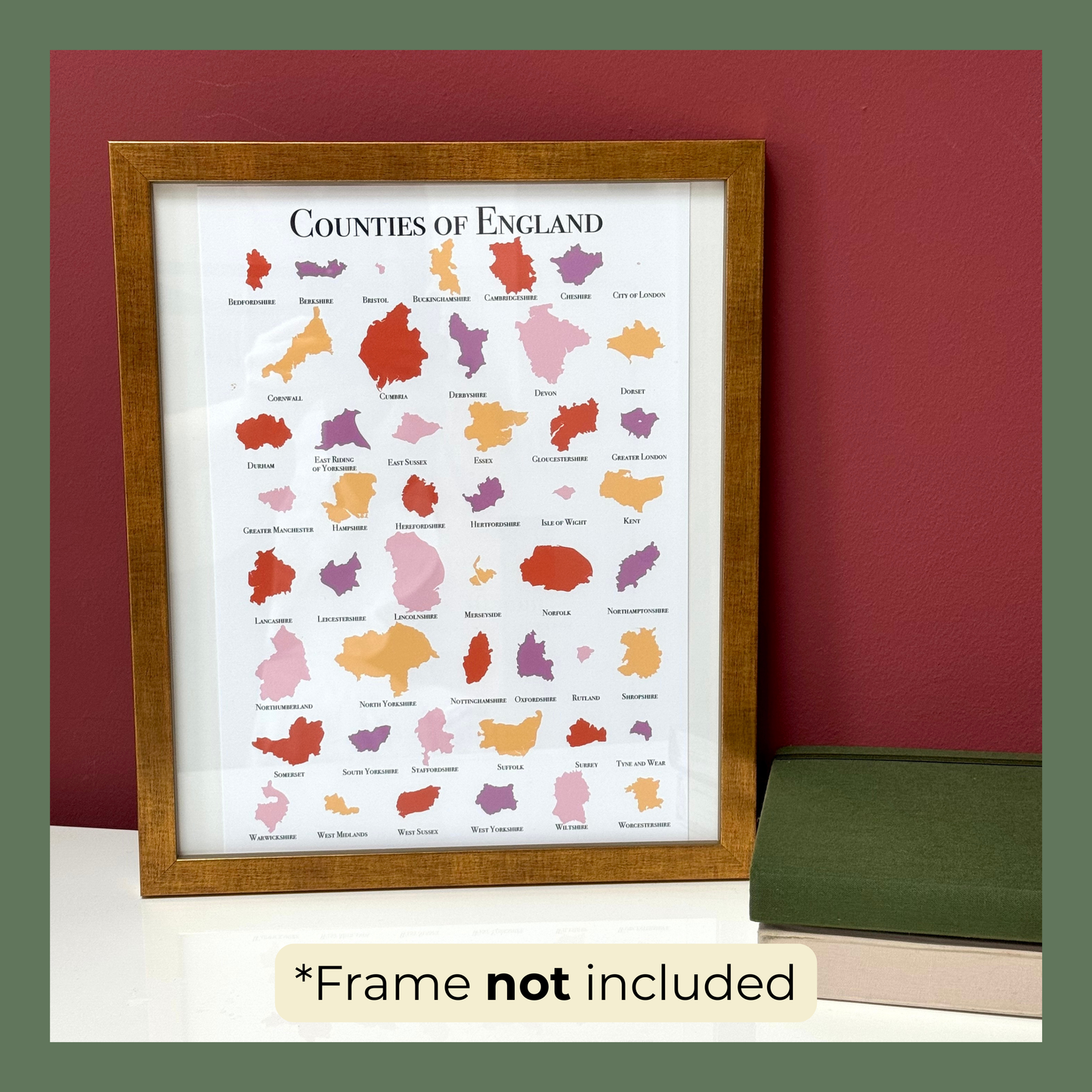 Counties of England A4 Art Print